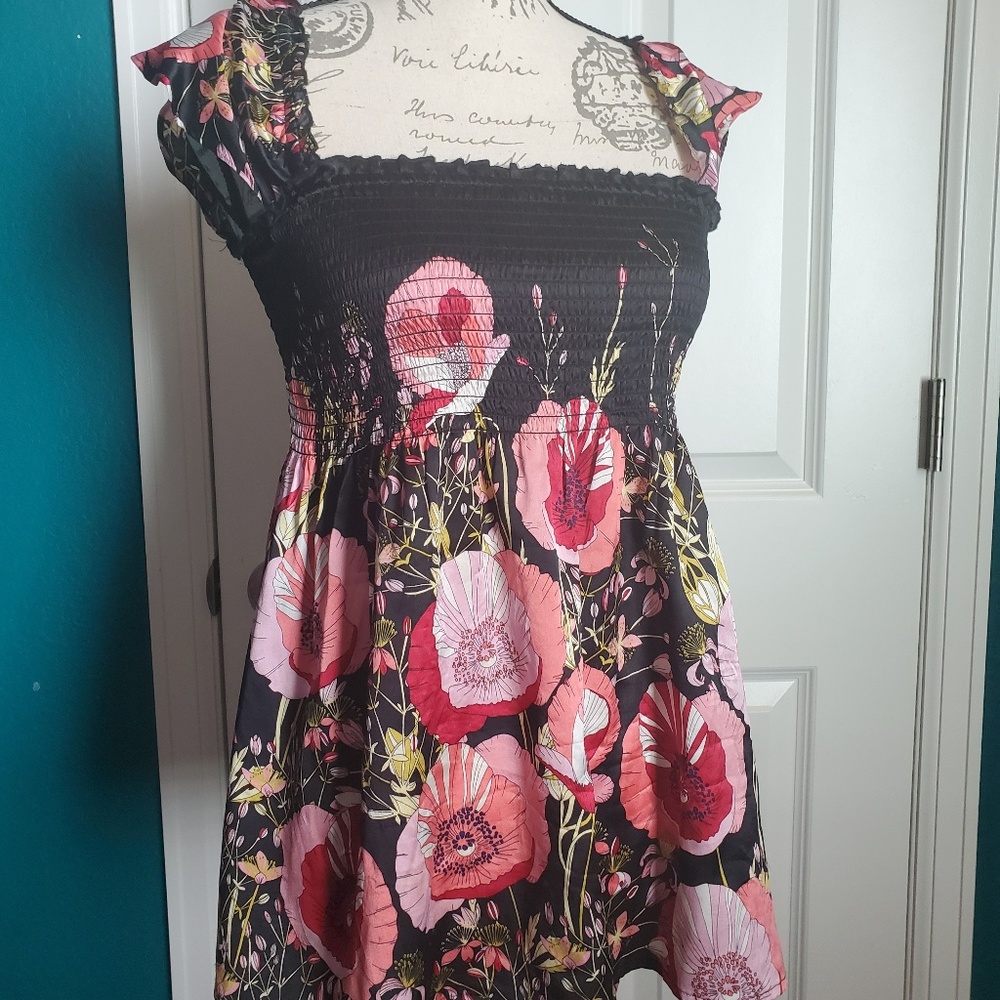 Guess Jeans Silk Floral Blouse Flutter Sleeves
